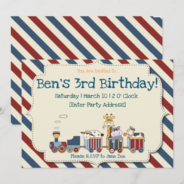 Train Birthday Invitation (Front/Back)