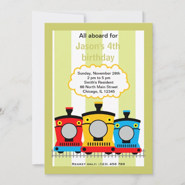 Train Birthday Invitation (Front)