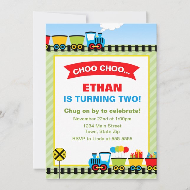 Train Birthday Invitation 5x7 Photo Card (Front)