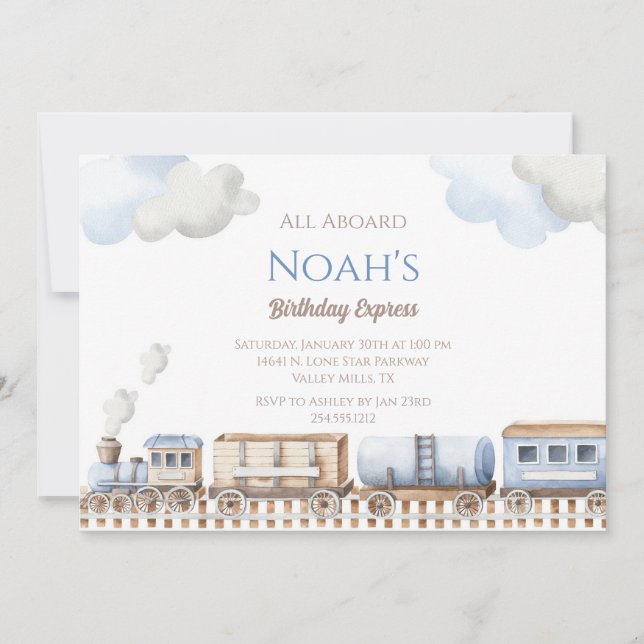 Train Birthday Invitation Personalized Invite (Front)