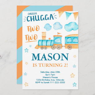 Train Birthday Invite Chugga Chugga Two Two