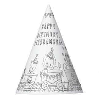 Train Birthday Party - Color Your Own Party Hat
