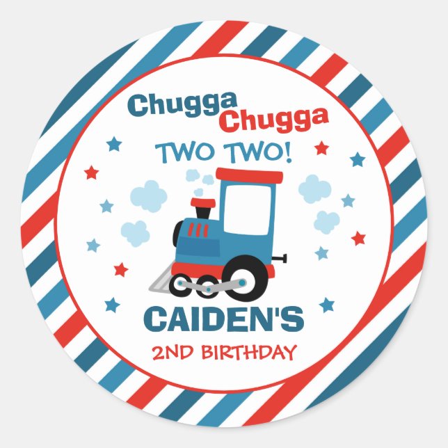 Train Birthday Party Decor Chugga Chugga Two Two Classic Round Sticker (Front)