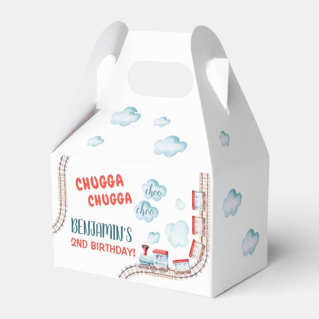 Train Birthday Party Decor Chugga Chugga Two Two Favor Box (Front Side)