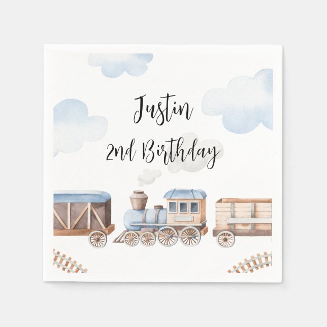 Train Birthday Party Decor Chugga Chugga Two Two  Napkin (Front)