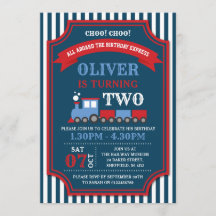 Train birthday party invitation