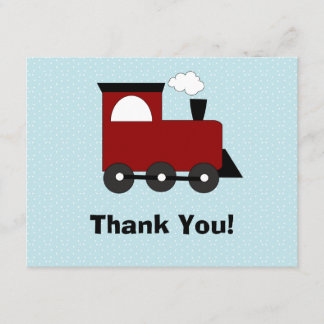 Train Birthday Party Invitation Thank You Card