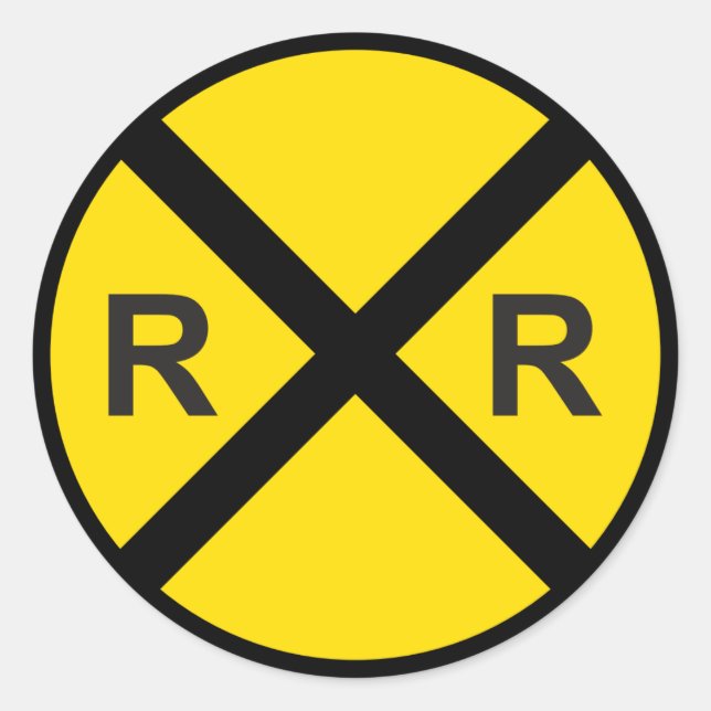 Train Birthday Party (Railroad Crossing Sign) Classic Round Sticker (Front)