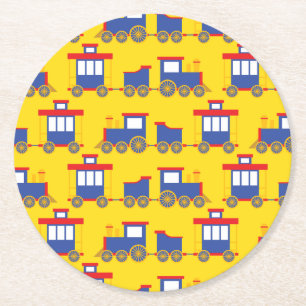 Train Birthday Party Round Paper Coaster