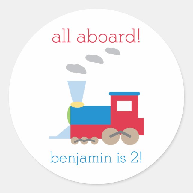 Train Birthday Party Sticker (Front)