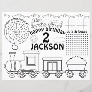 Train birthday placemats, train activity sheet