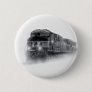 Train Black and White train tracks 2 Inch Round Button