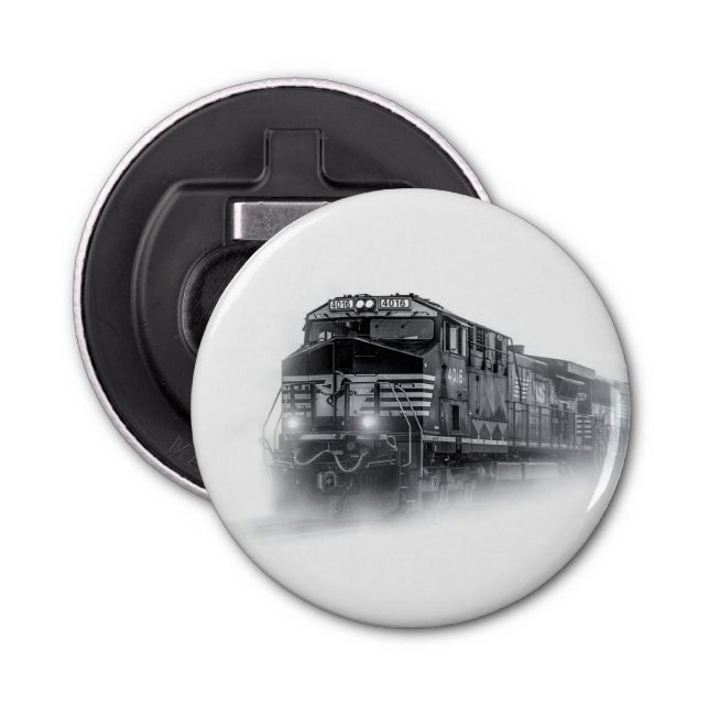 Train Black and White train tracks Bottle Opener (Front)