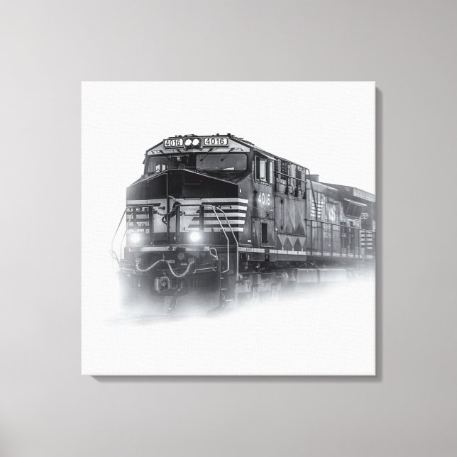 Train Black and White train tracks Canvas Print (Front)
