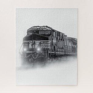 Train Black and White train tracks Jigsaw Puzzle