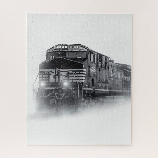Train Black and White train tracks Jigsaw Puzzle (Vertical)