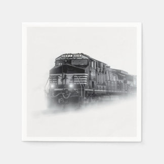 Train Black and White train tracks Napkin