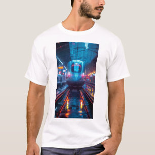 Train bleu futuriste avec T-shirt néon