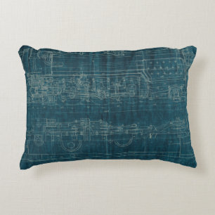 Train Blueprint I Accent Pillow