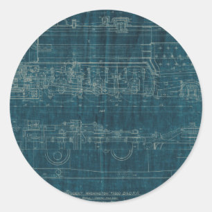 Train Blueprint I Classic Round Sticker