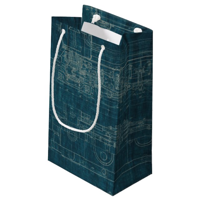 Train Blueprint I Small Gift Bag (Back Angled)