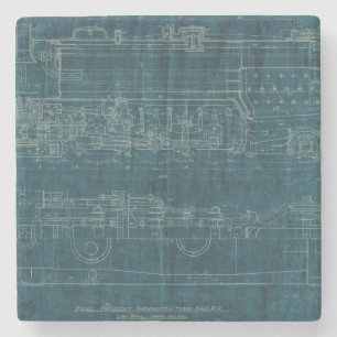 Train Blueprint I Stone Coaster