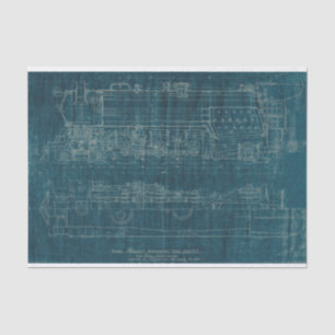 Train Blueprint I Tissue Paper
