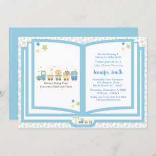 Train Book Theme Boys Baby Shower Invitation