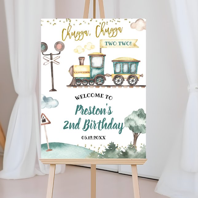 Train Boy 2e Affiche de bienvenue d'anniversaire (Créateur téléchargé)