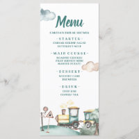 Train Boy Second Birthday Menu Card