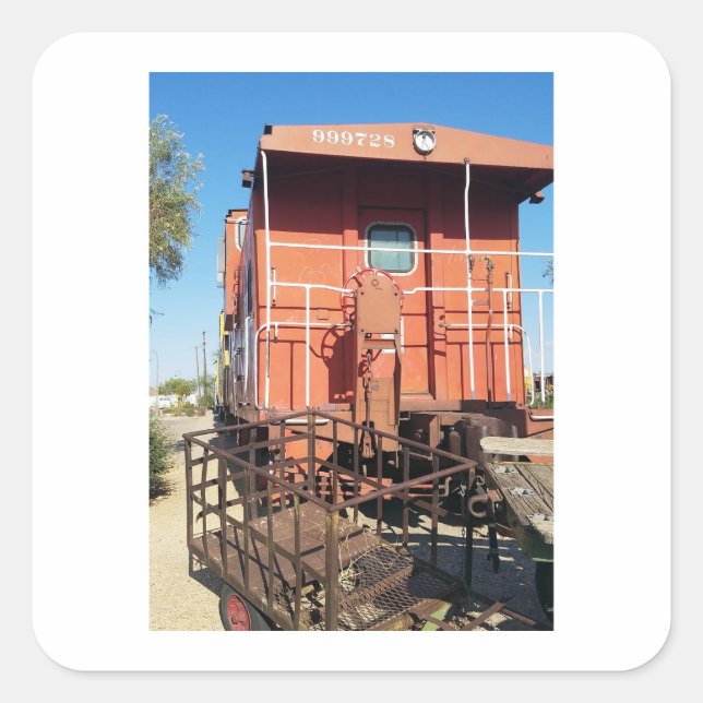Train Caboose  Square Sticker (Front)
