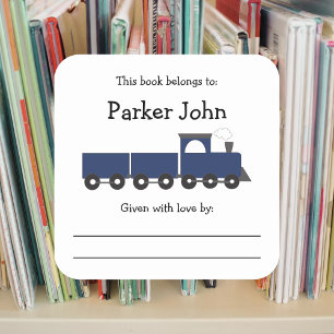 Train children's bookplate with message square sticker