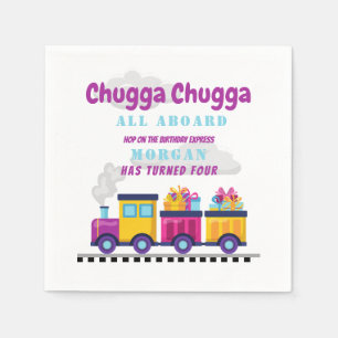 Train Chugga Choo Cartoon Any Age Birthday Napkin
