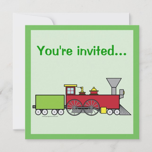 Train Colouring Birthday Party invitation (Front)