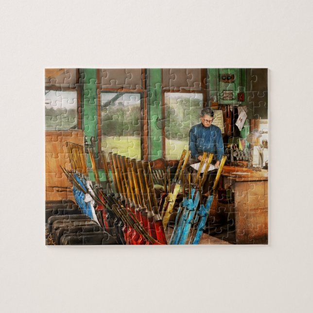 Train - Controls - In the signal tower 1940 Jigsaw Puzzle (Horizontal)