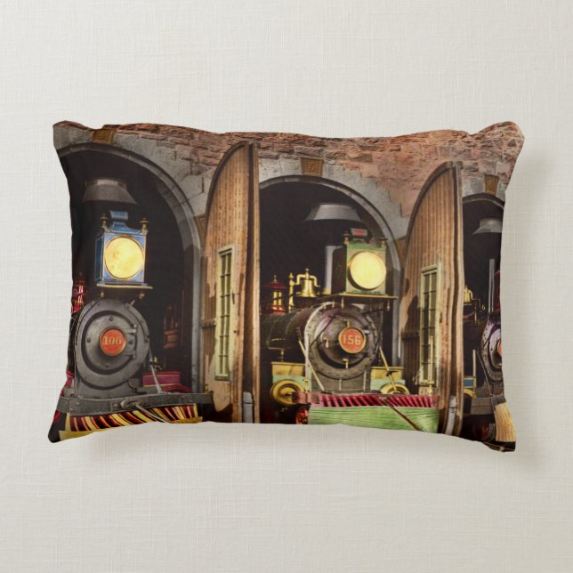 Train - Cow catching technology 1869 Accent Pillow (Back)