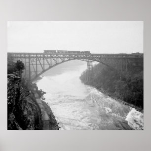 Train Crossing Niagara River, 1910. Vintage Photo Poster