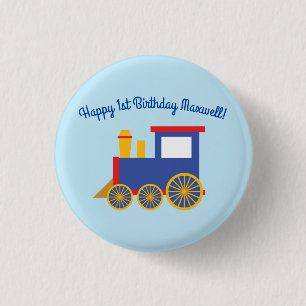 Train Cute Choo-Choo 1st Birthday Party Theme 1 Inch Round Button