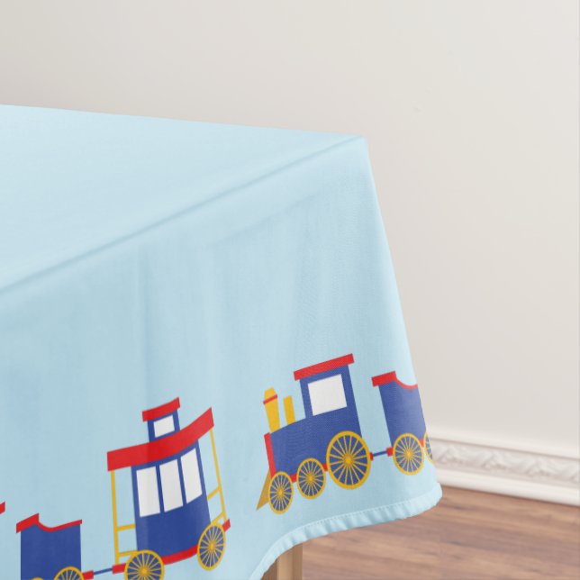 Train Cute Choo-Choo 1st Birthday Party Theme Tablecloth (In Situ)