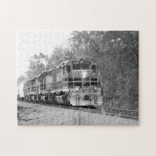 Train d'automne en B&W pittoresque Puzzle familial