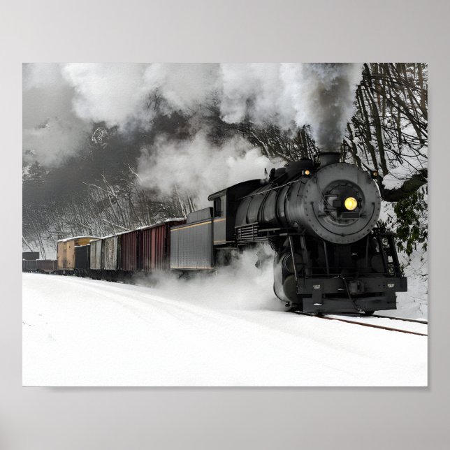 Train De Marchandises À Vapeur Poster Locomotive (Devant)