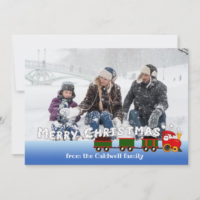 Train de Noël avec Carte photo de salutation de fu (Devant)