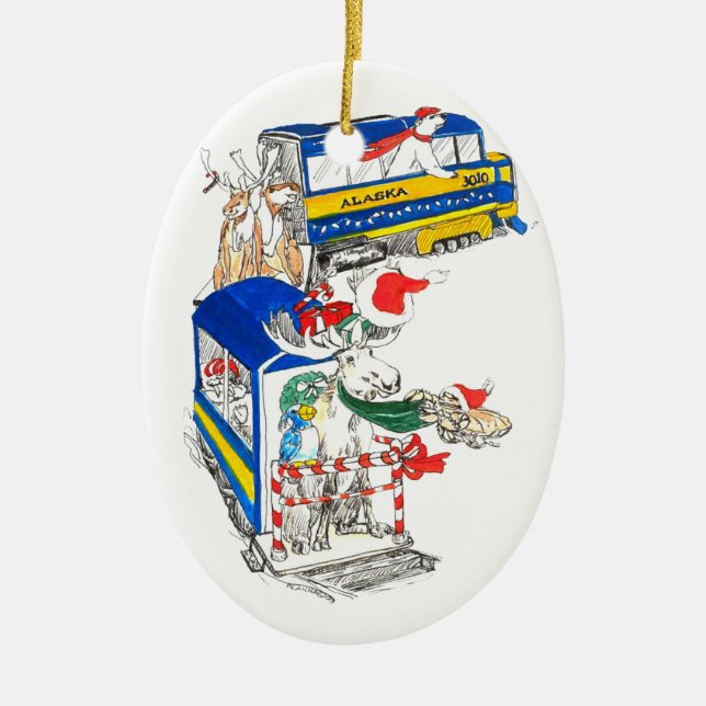 Train de Noël Whimsical de la faune Ornement de l' (Devant)
