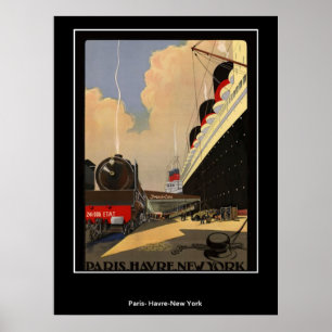 Train de Paris à Havre et New York Poster