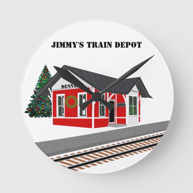 Train Dépôt de Noël Modèle de chambre Horloge (Recto)