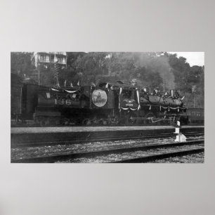 Train Donning US Flags Poster
