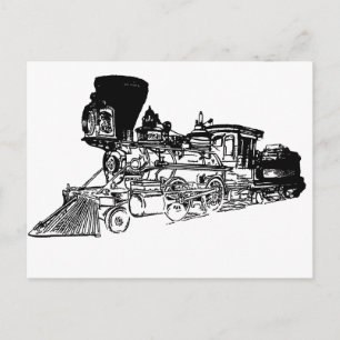 Train Drawing Design Postcard