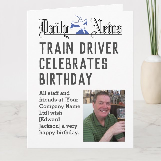Train Driver Birthday Card to Personalize (Front)