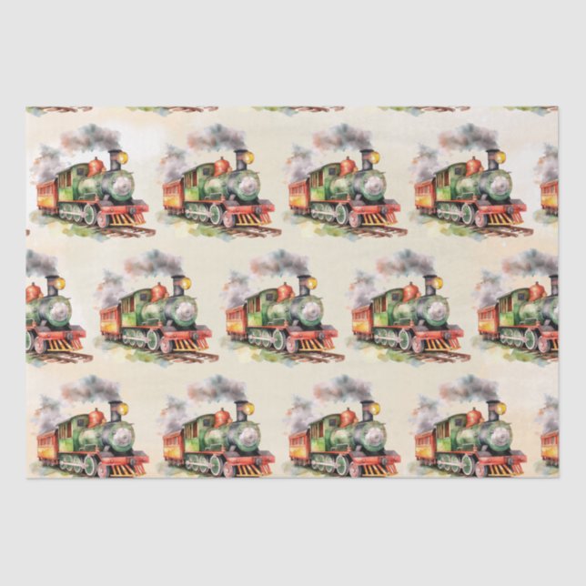 Train Engine Birthday  Tissue Paper (Front)