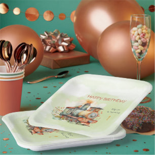 Train Engine Boy 1st. Birthday Paper Plate